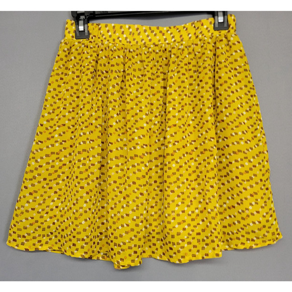 Mossimo Supply Co Fresh Mini Skirt Womens Small Yellow Geometric Lined - Picture 1 of 8